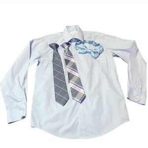 Artistic Black and Gray Button Down Shirt with Tie Design